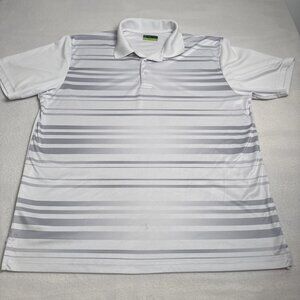 PGA Tour Pro‎ series Men's White and Gray Striped Golf Polo Shirt Size XL